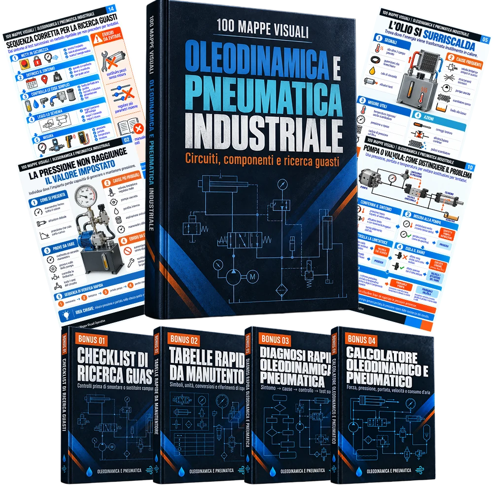 Pacchetto completo 100 Mappe Visuali di Oleodinamica e Pneumatica Industriale con quattro bonus